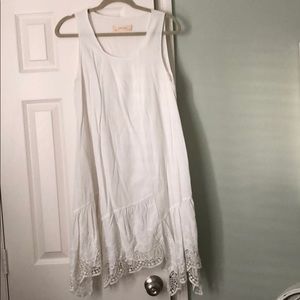 Anthropologie white lace bottom dress
